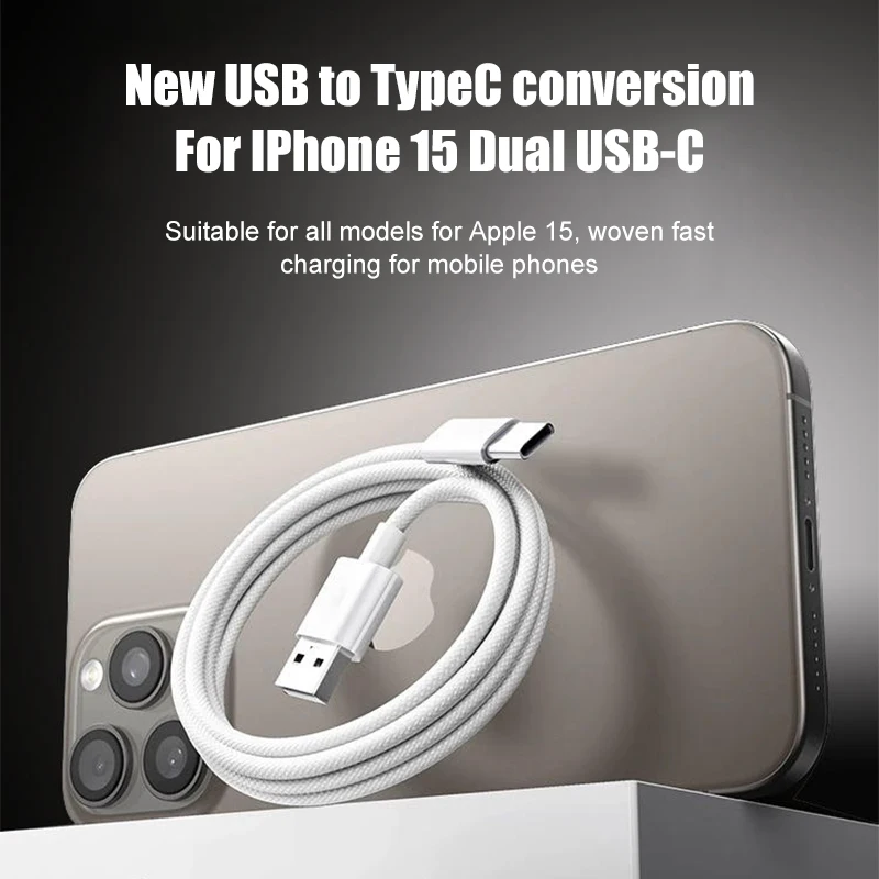 Cable USB C 60W para iPhone 16 15 17 Pro Max 17 Air Plus Carga Rápida Tipo-C Trenzado USB a Tipo C 2