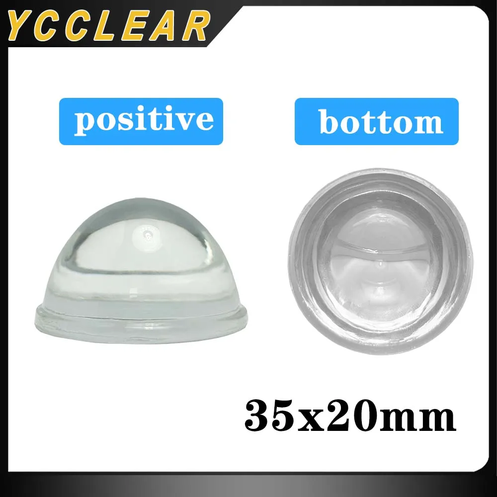 LED Bulb Tube Focusing Flashlight Glass Lens Szie 35x20mm Optical Lens Convex Lens For DIY Wall Washing Lamp Floodlight