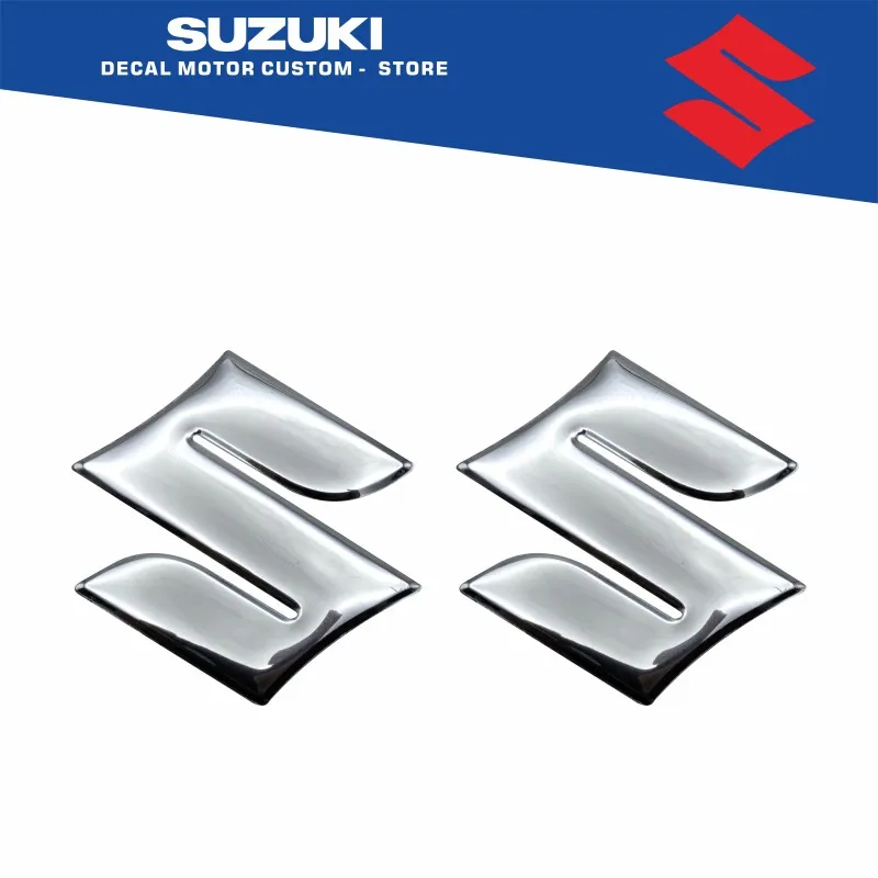 Badge Decals “S” Logo Gloss Fairing/Fender Stickers Chrome Silver for all Suzuki