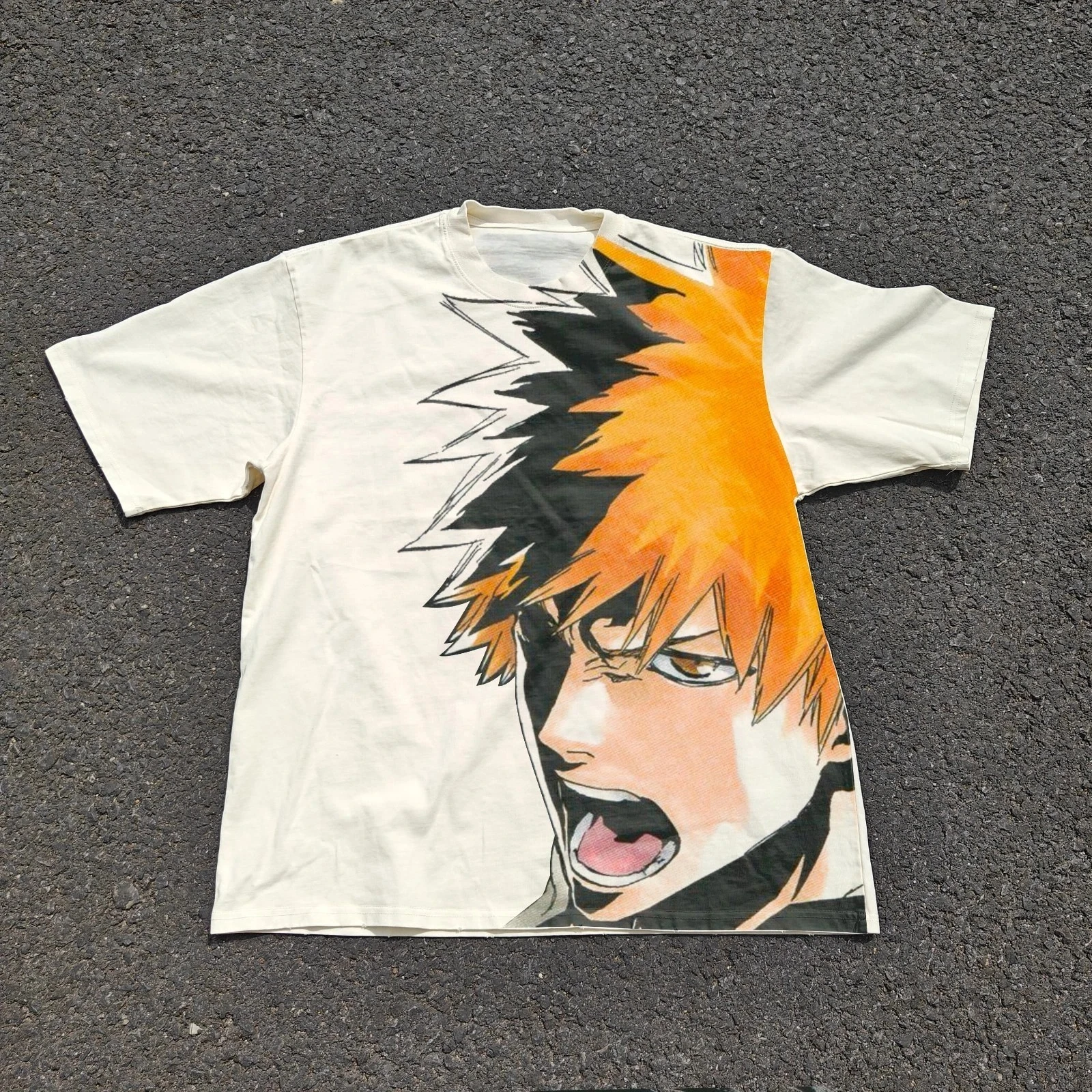 Image of Bleach Anime Ichigo Kurosaki Grafik Vintage T-Shirt Baumwolle Grafik-T-Shirt Herren Damen Sommer Streetwear