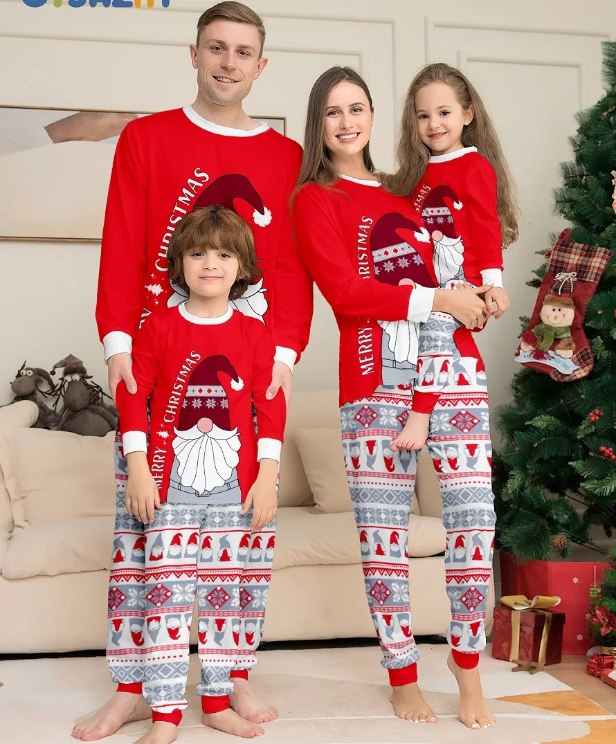 Xmas Family Matching Pajamas New Arrivals 2025 Santa Merry Christmas Print Adult Kids Pjs Top+Pants Baby Jumpsuit Dog Clothes