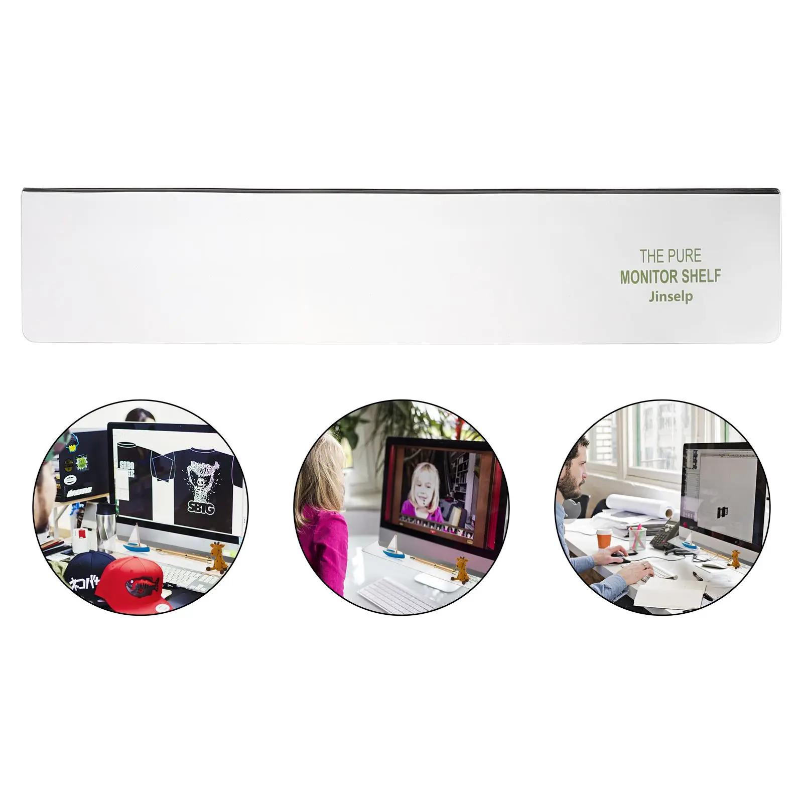 

1pc Adhesive Computer Screen Monitor Shelf Storage Board Organizer For Office Home Easy Stick On Display Stationery Holders