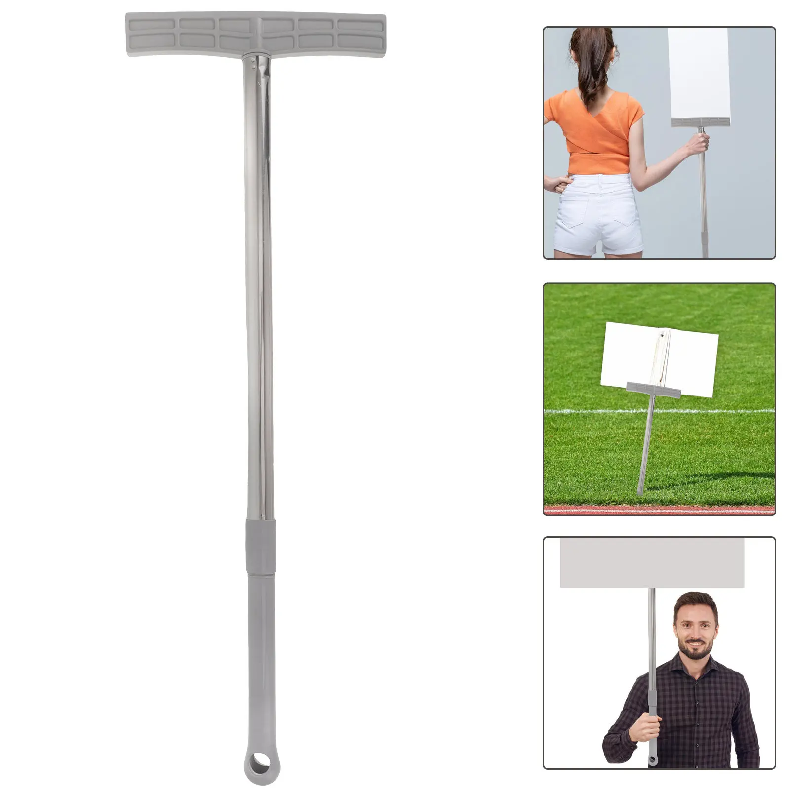 Retractable Stainless Steel Handheld Sign Holder Telescopic Pole for Sports Meetings Airport Pick Up Warning Signs Support