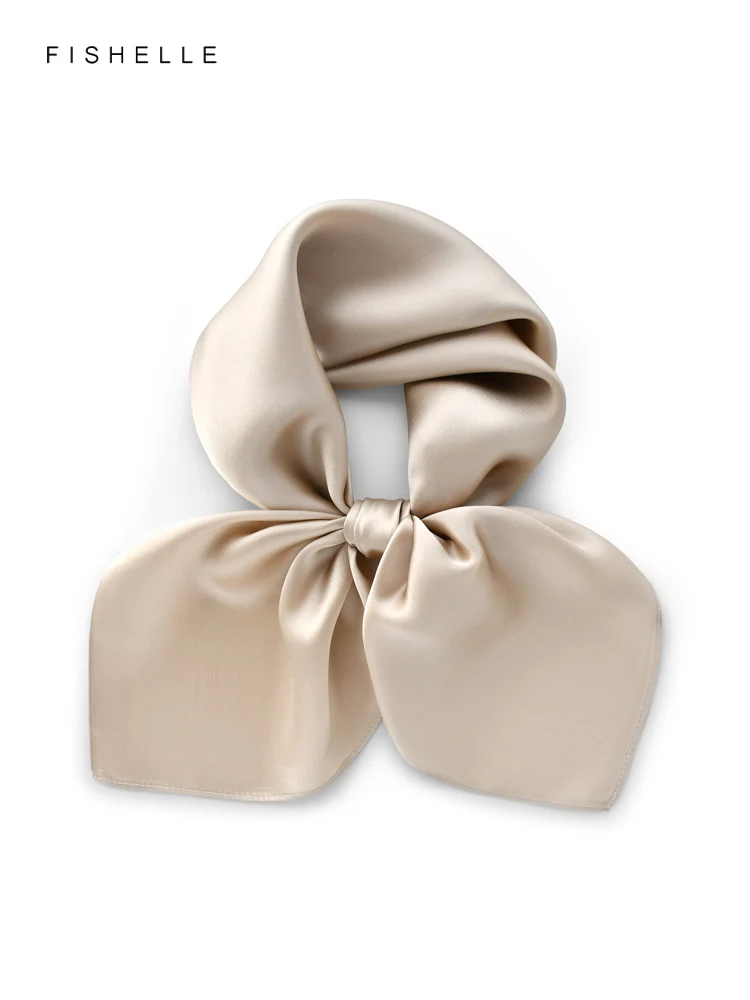 Champagne pure color solid 100% silk scarf men women scarves small square scarfs  shawl luxury gift headband wrap handkerchief