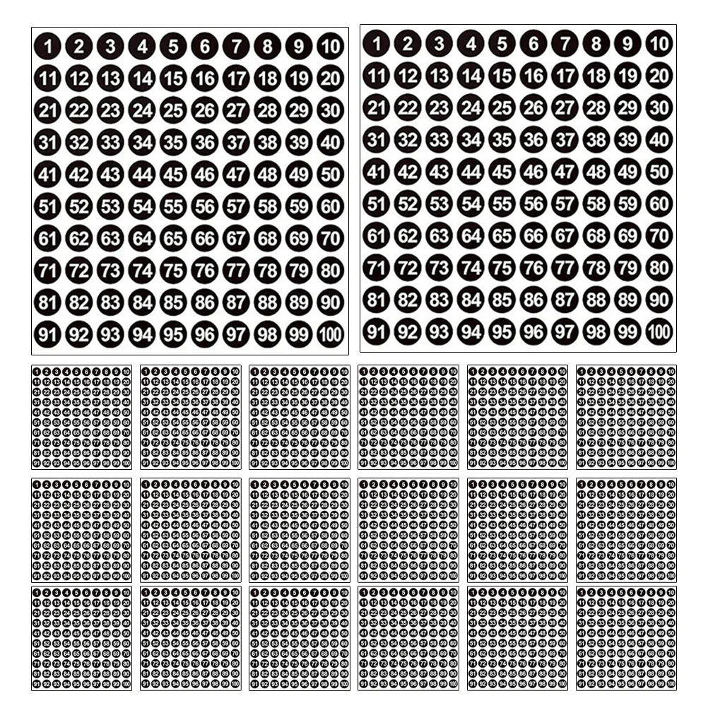 2500 قطعة ملصقات أرقام مقاومة للماء 1-100 شارات مستديرة ذاتية اللصق قابلة للإزالة لصناديق التخزين واللوازم المدرسية