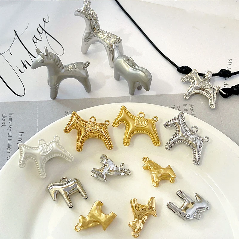 Delightful One-Piece Horse Pendants in Gold & Silver For DIY Jewelry - Necklaces, Bracelets, Earrings