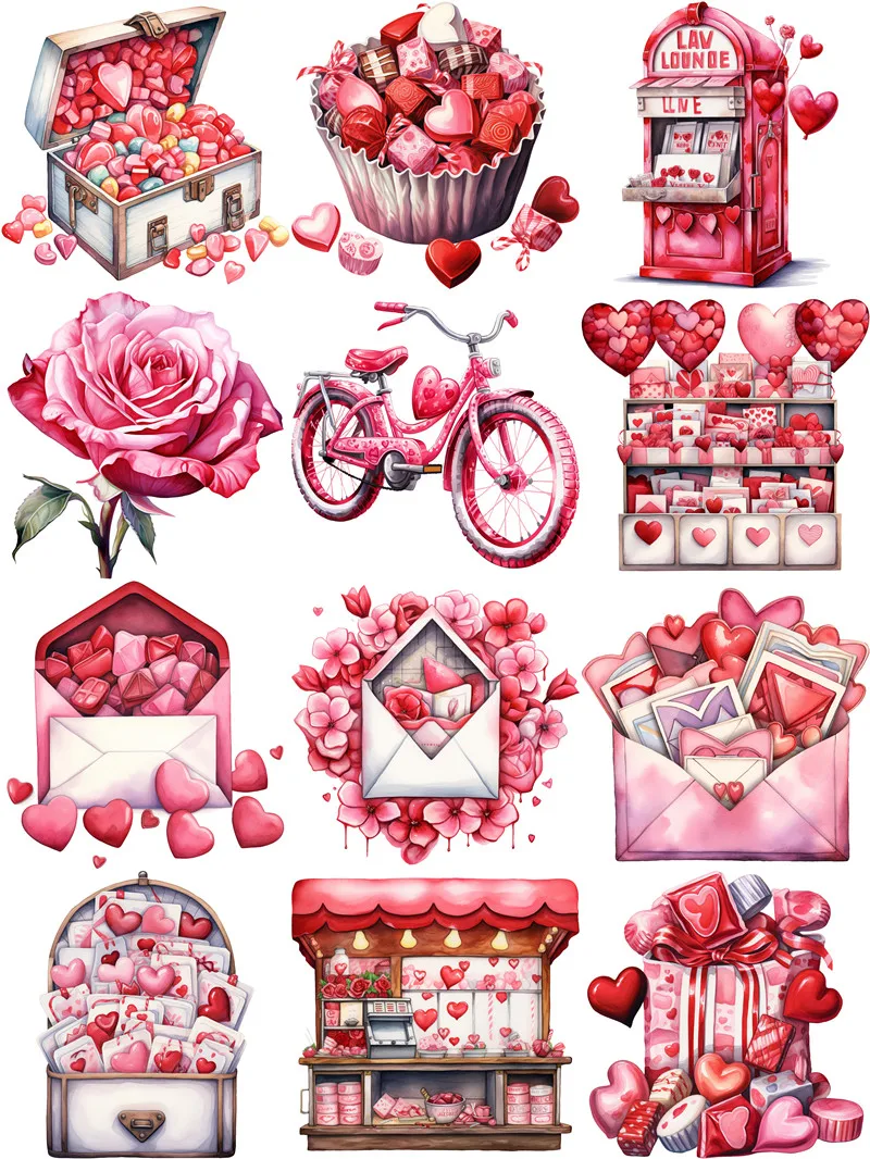 Pink Lover\'s Day Christmas Stickers Crafts And Scrapbooking stickers kids toys book Decorative sticker DIY Stationery