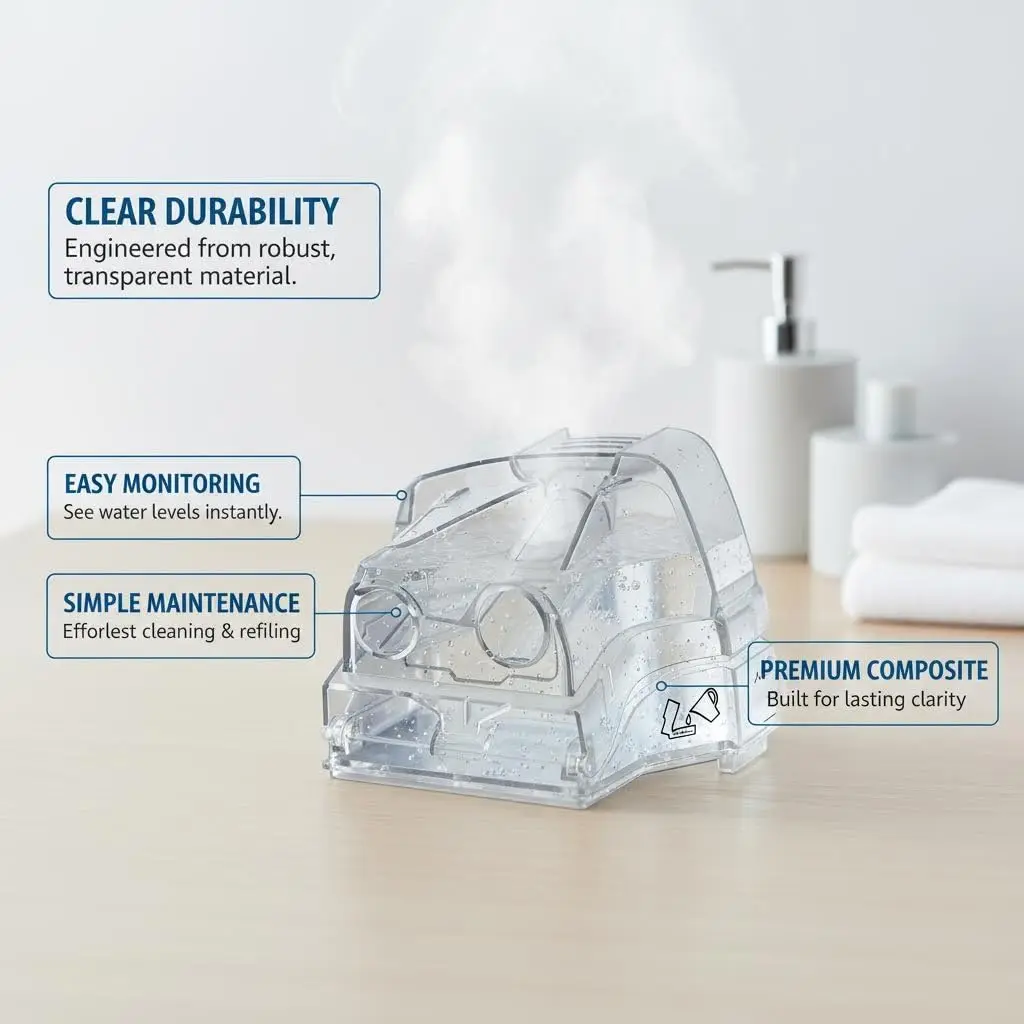 Replacement Water Chamber for ResMed AirSense 10 & AirCurve 10 CPAP Machine | 380ml Reusable, Durable Material, Leak-Proof, Easy