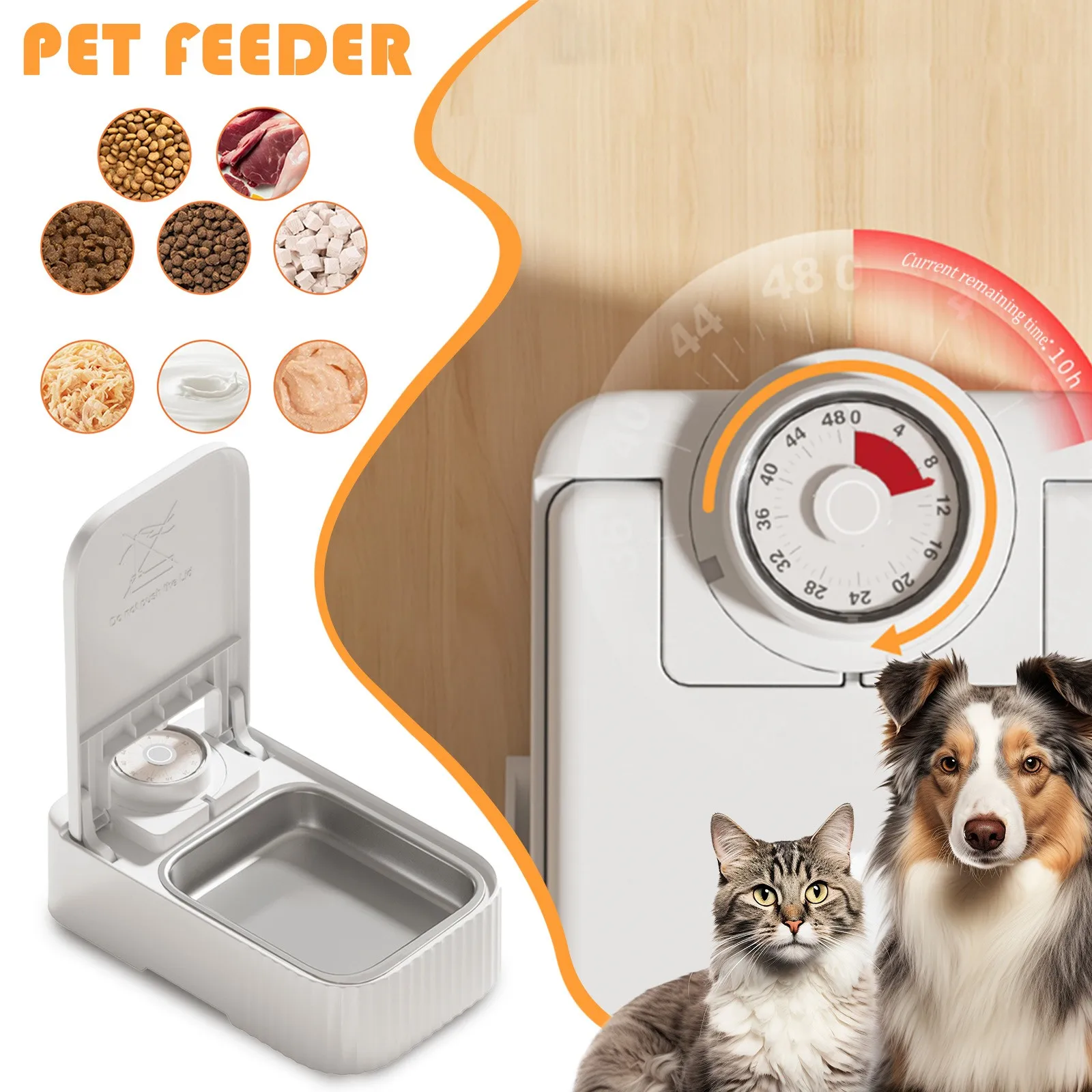 

Automatic Cat Feeder For Wet And Dry Food, Wet Cat Food Dispenser Pet Feeder With Ice Pack And Stainless Steel Bowl Insert