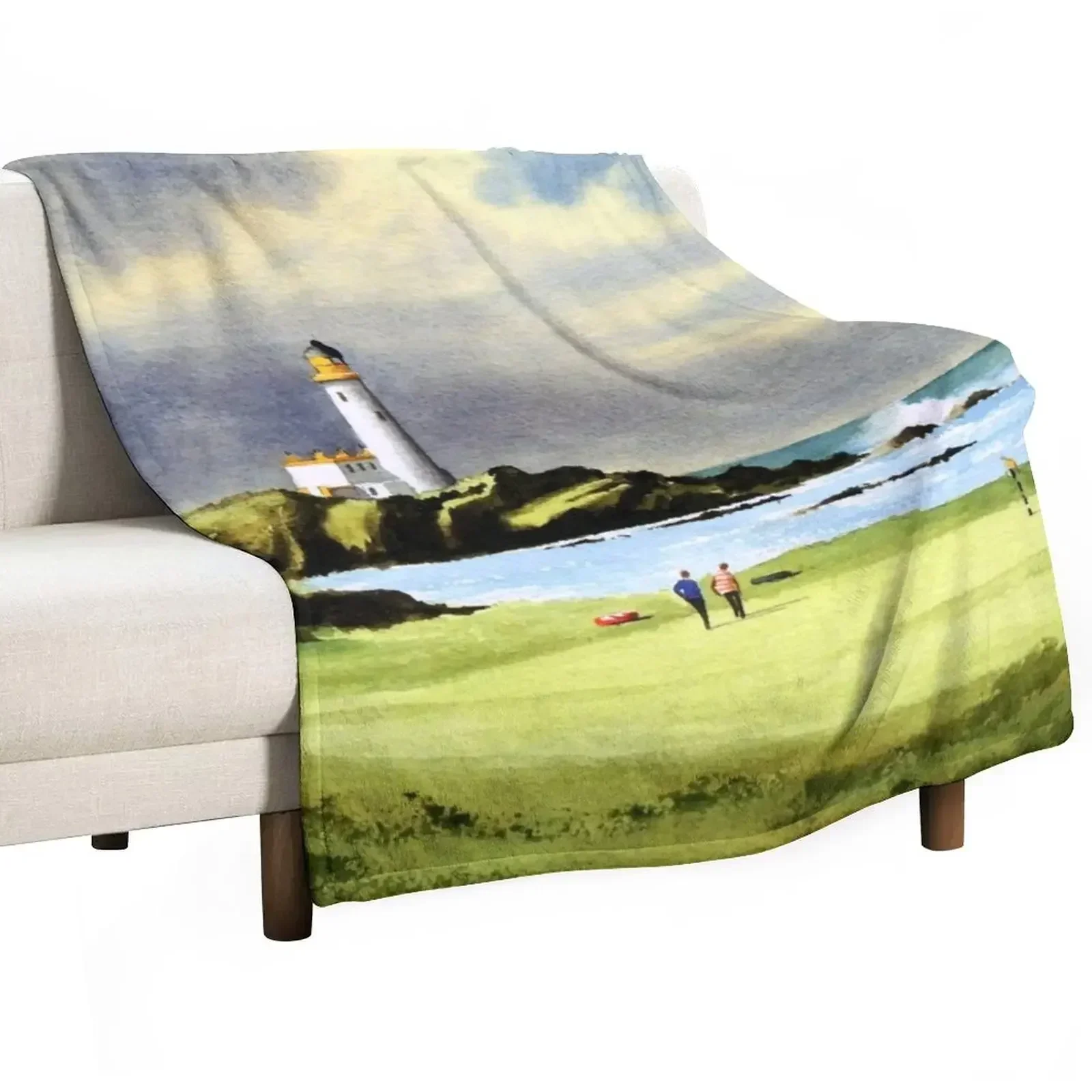 Turnberry Golf Course Scotland 10th Hole Throw Blanket Soft Plush Plaid Travel Blankets