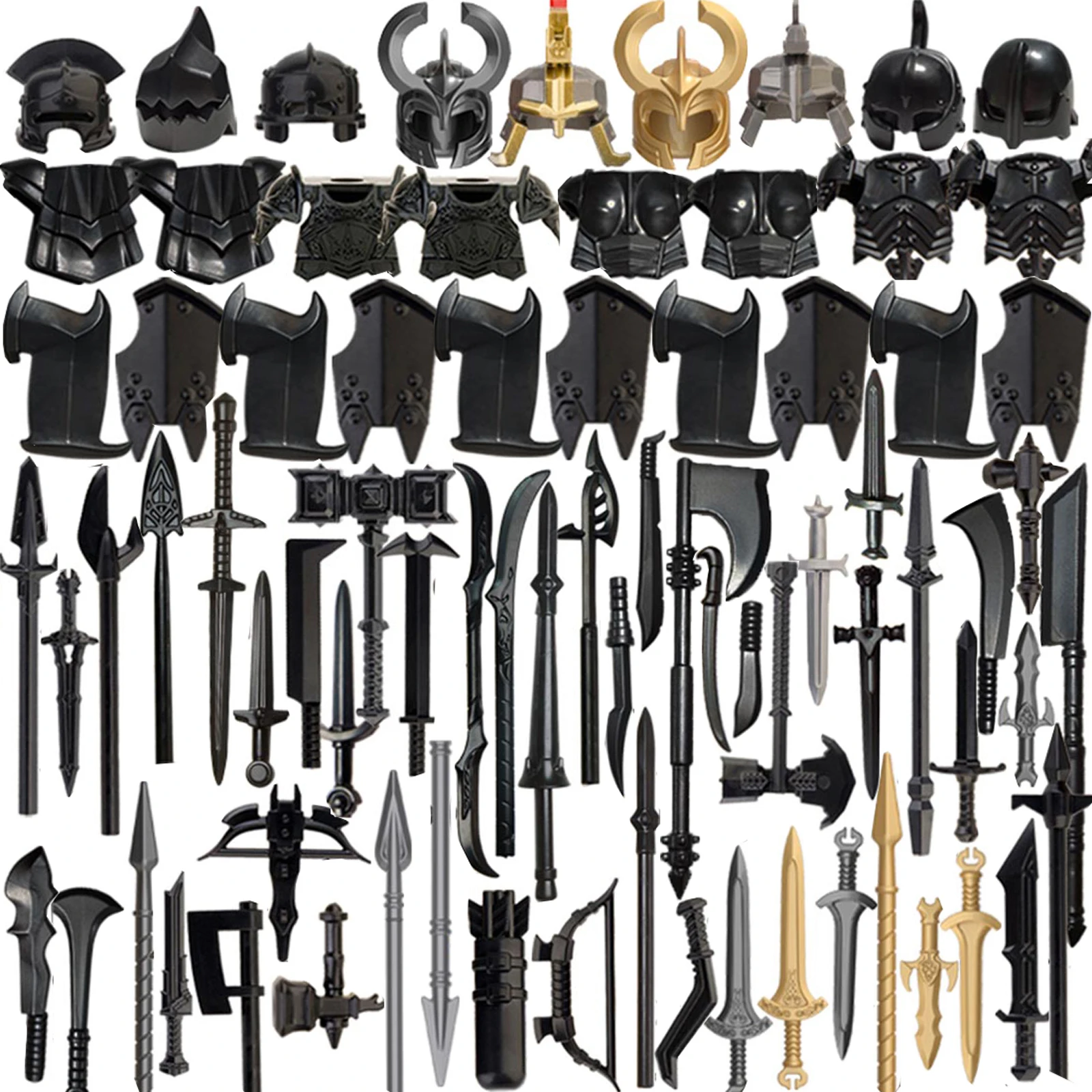 

Броня, шлем, байонетная модель, набор строительных блоков для минифигурок «сделай сам», аксессуары для наряда, средний древний военный стиль, кирпичи, игрушки