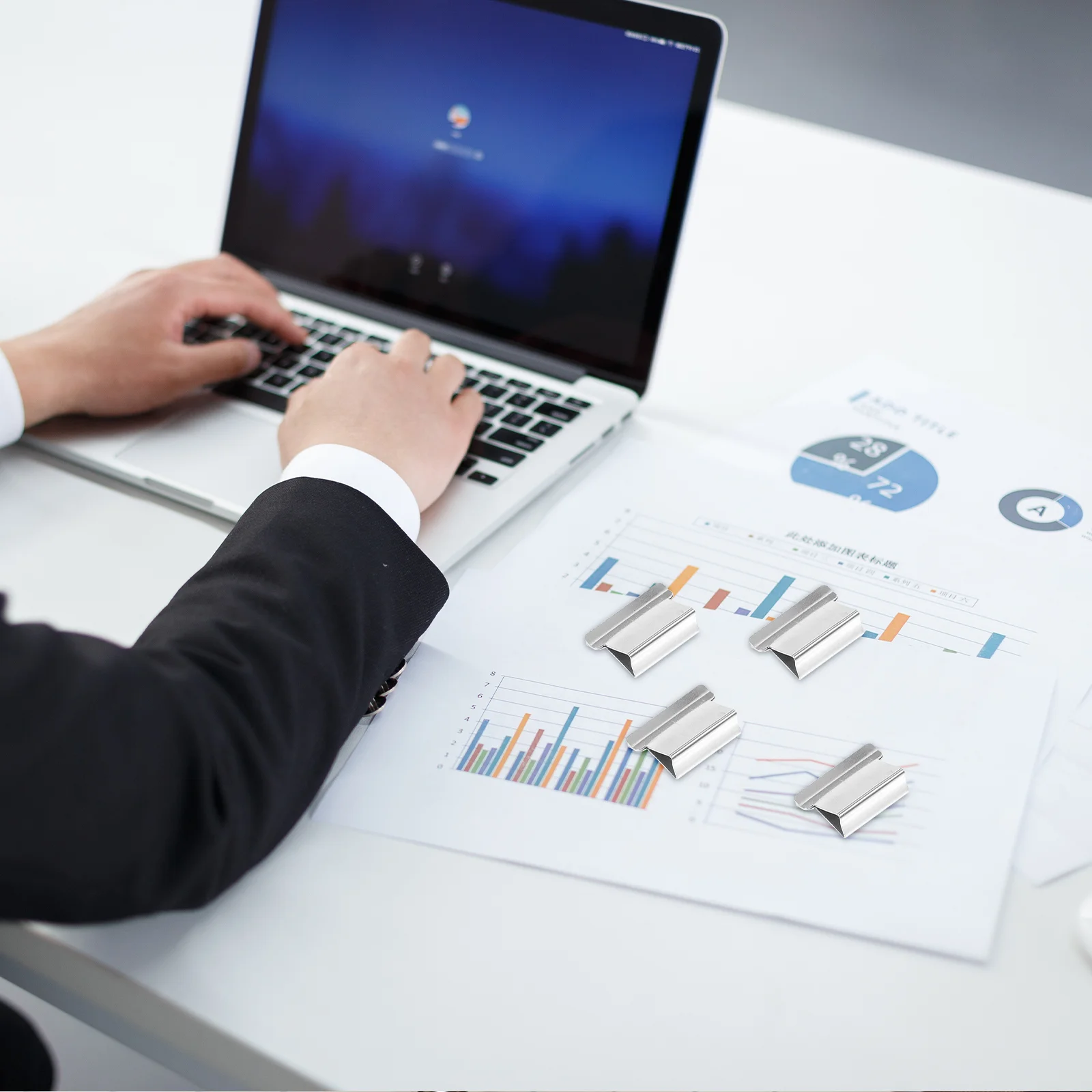 4 Boxes Heavy Duty Stapler Seamless Binder Clips Refills No Trace Multi-function Silver Household Office