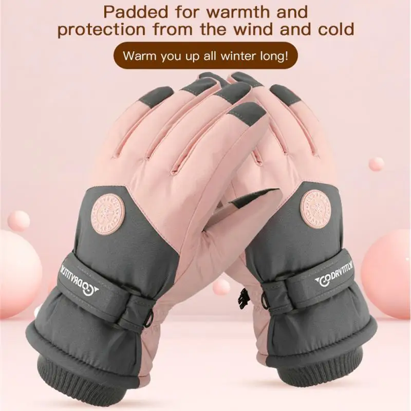 Guantes de esquí impermeables para hombre y mujer, guantes de nieve con pantalla táctil, guantes térmicos cálidos con forro polar para Snowboard, esquí y ciclismo