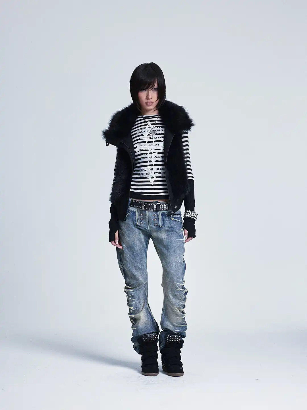 

Noname Space Punk Sle Low Waist Thi Denim Jeans Elongated Fit Micro Stretch Old School Waed Knife Denim Pants