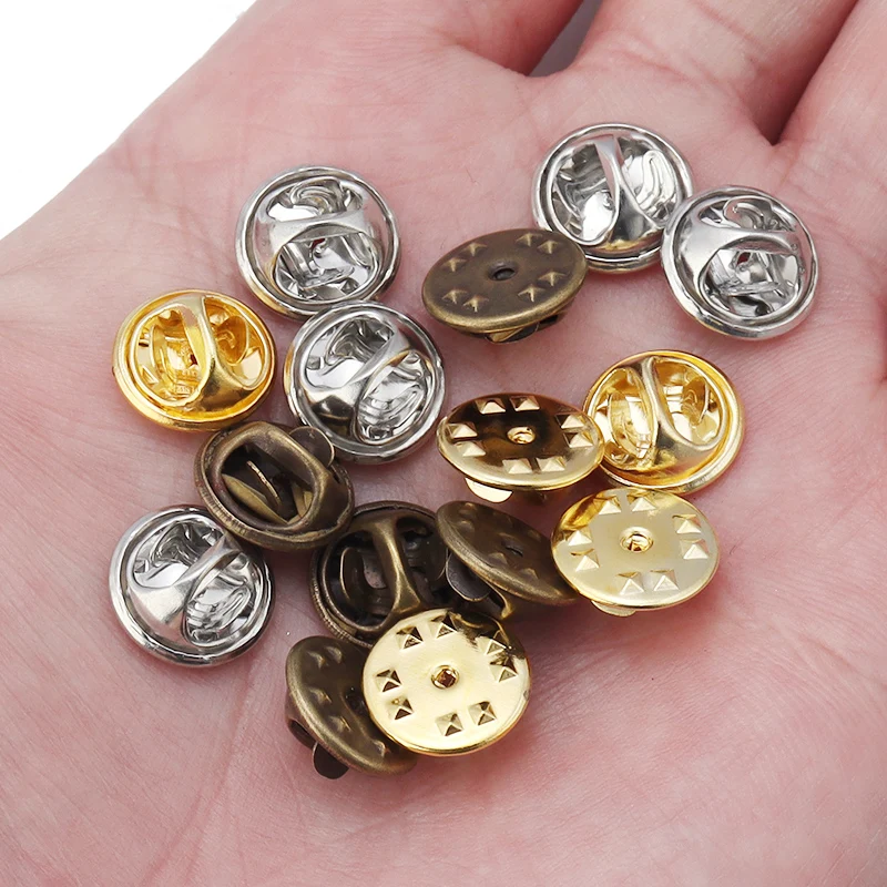 50pcs Colorful Metal Brooch Pin Back Squeeze Badge Holder Butterfly Clasp Clutch Care Cap For DIY Jewelry Making Craft