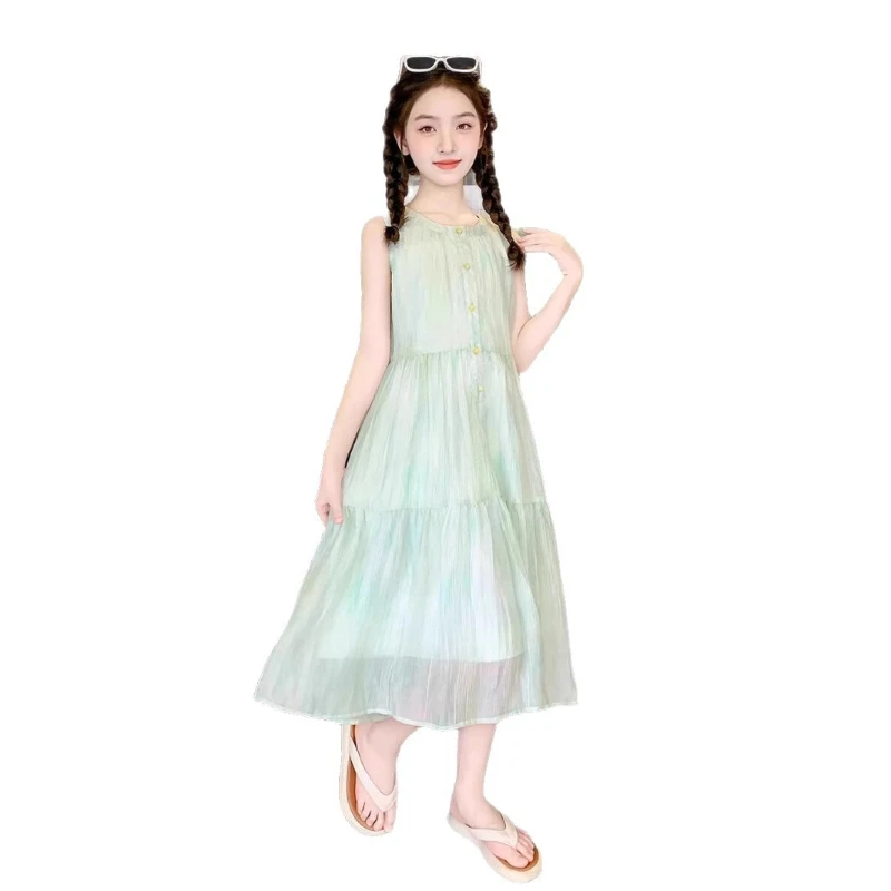 

Girls' Summer Chiffon Princess Dress 2026 New, Fashion Gown for Big Kids Breathable Casual Daily Wear