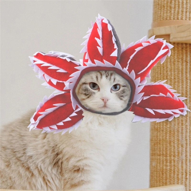 사랑스러운 고양이 꽃 모자 부드러운 조절 가능한 머리 장식 모자 Demogorgon 모자