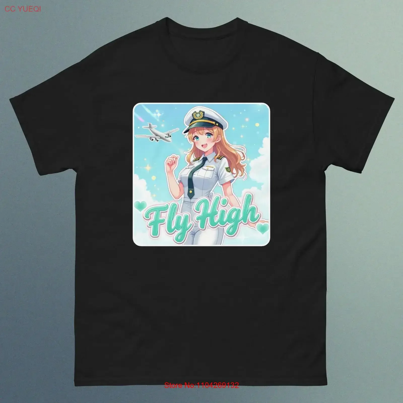 Anime Pilot Lady Fly High Design F  T Shirt vintage Washed Casual Stylish Comfortable Slightly Stretched streetwear Breathable