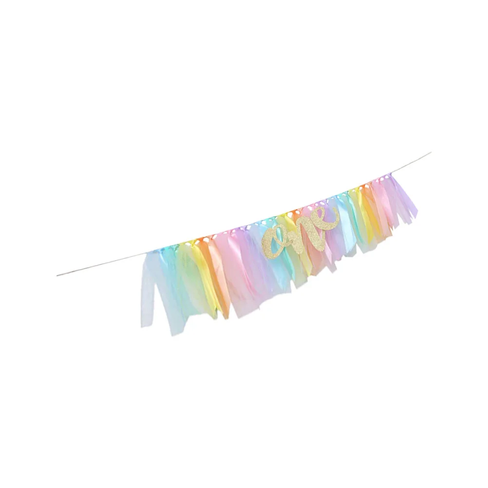 Baby Birthday Pull Flag Party Supply Banner Hanging Adornment Highchair Tutu Skirt One Piece Scene Layout