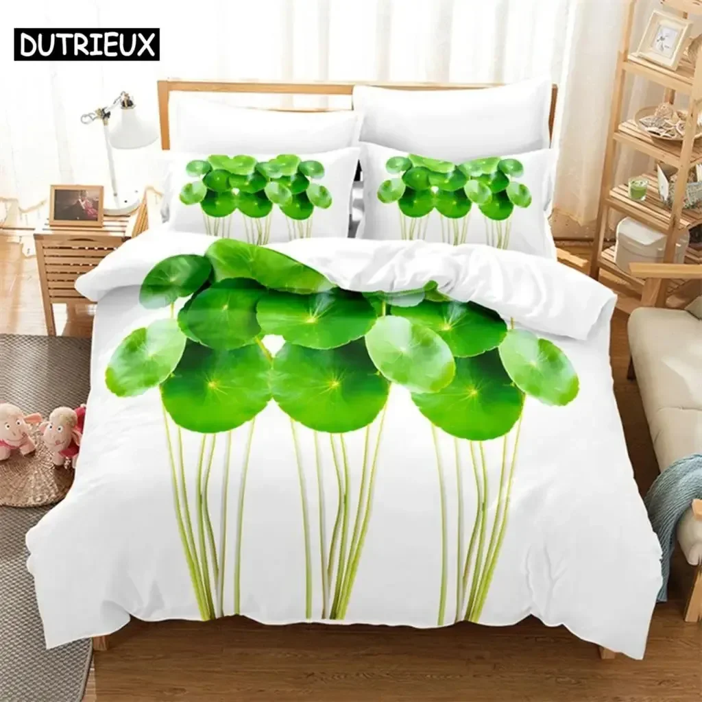 

Green Leaves Queen Comfortable Duvet Quilt Cover Pillowcase Bedding Set Children Bedroom Decoration Home Textile