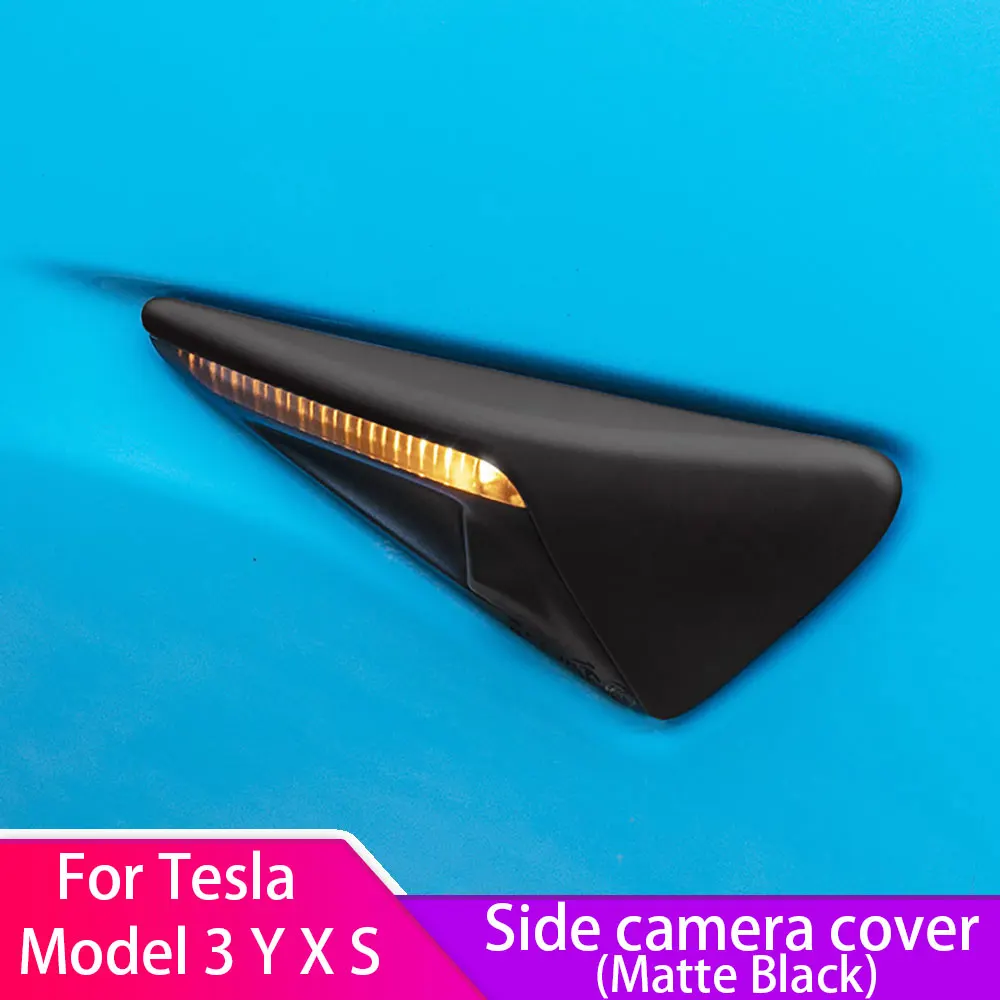 

For Tesla Model Y 3 X S Side camera Scratch resistant Decorative cover Matte Black Trim 2PCS