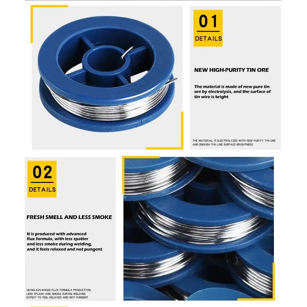 Alambre de soldadura de estaño, núcleo de colofonia, flujo de soldadura 1,5-2.0%, carrete de alambre de hierro, 30g, 3 piezas, 60/37