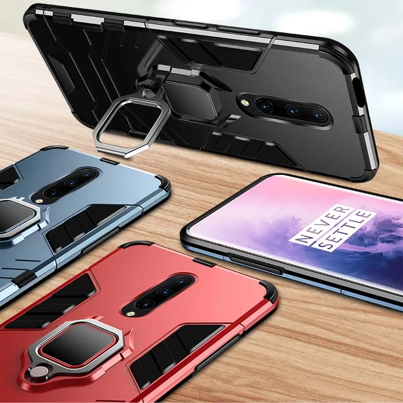 Shockproof Case For Oneplus 6T 7 7T 8 Pro one plus 8 6 T 7 Cover Case Finger Ring Armor Holder Bumper Phone Back Coque