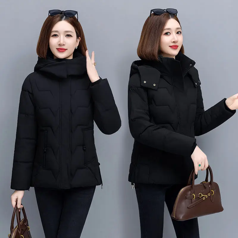 Winter Coat Women\'s SShort Cotton-padded Clothes Fashion Western Style Down Cotton-padded Jacket Mother Warm Casual Coat Tide.