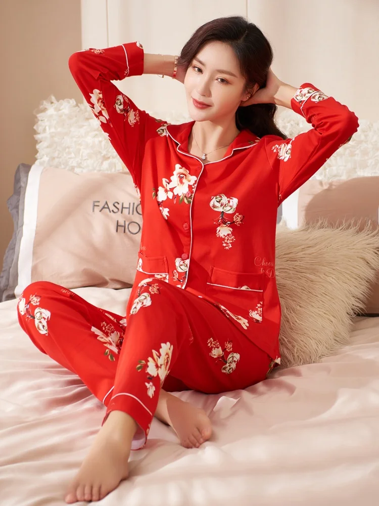 ensemble-de-vetements-pour-femmes-en-pur-coton-long-imprime-floral-rouge-vetements-de-maison-adaptes-aux-vetements-d'exterieur-printemps-automne