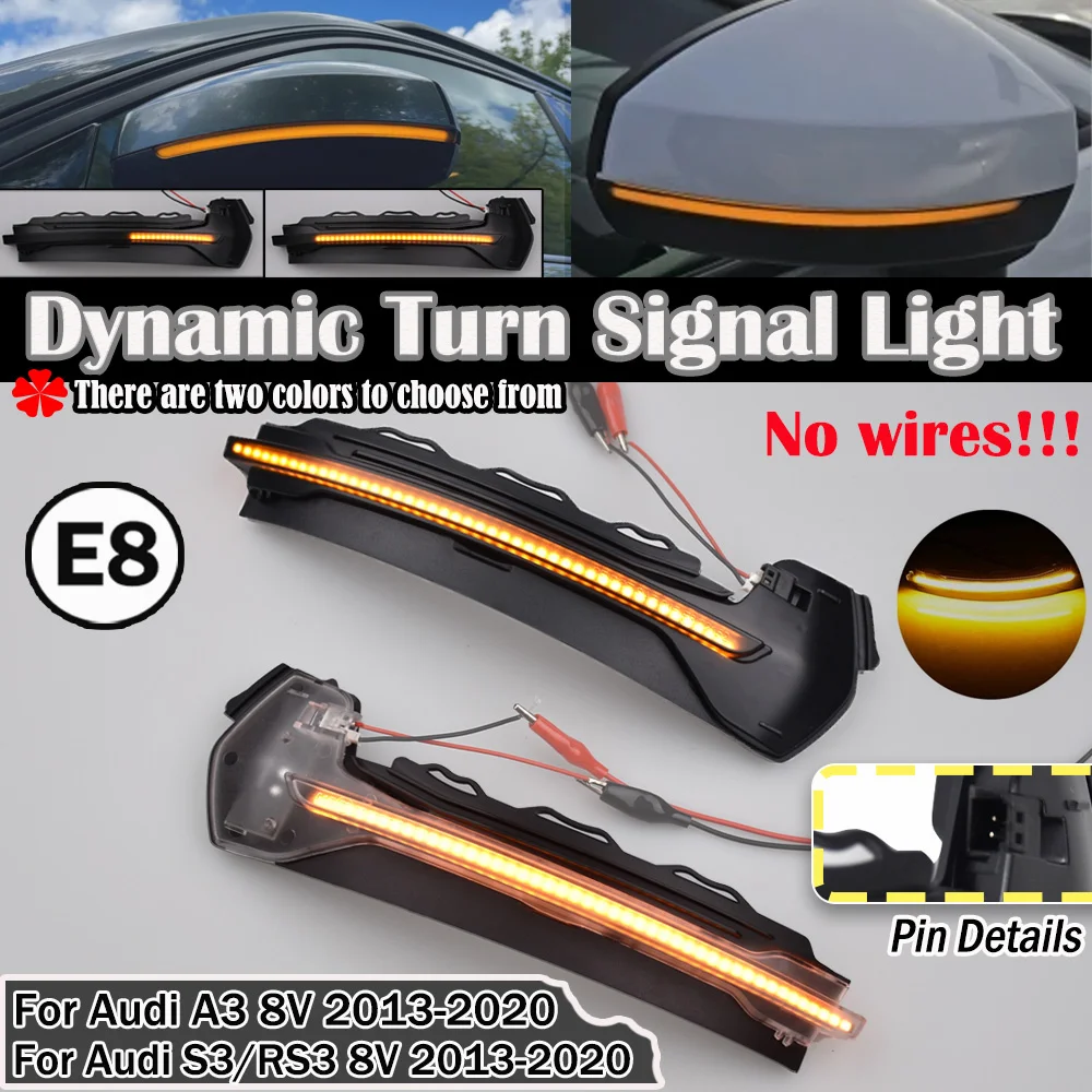 لأودي A3 8 فولت S3 RS3 LED ديناميكية بدوره مصباح إشارة وامض مرآة الرؤية الخلفية مؤشر بدوره ضوء لأودي 2014-2020
