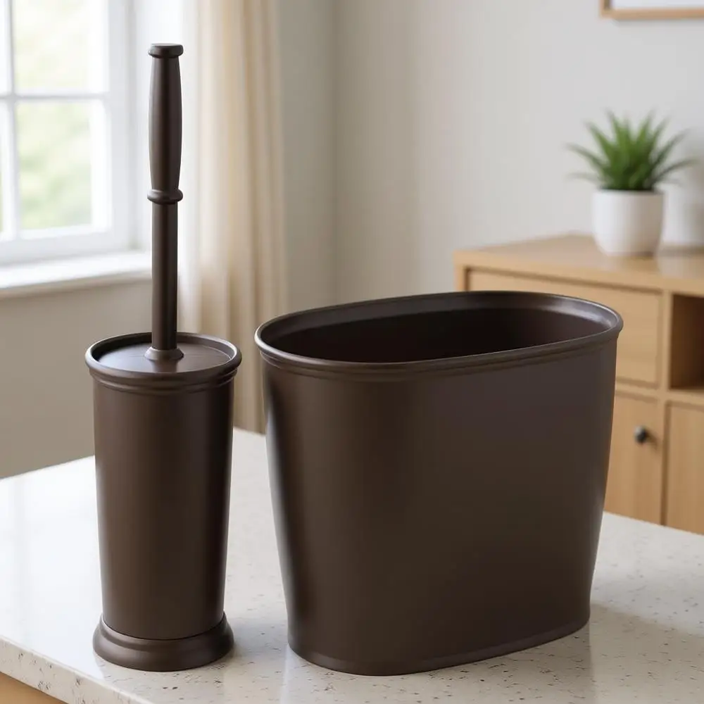 

Компактный набор: ершик для унитаза и узкая корзина для мусора, двойного назначения для ванной комнаты, для хранения туалетной бумаги и отходов, бронзовая отделка