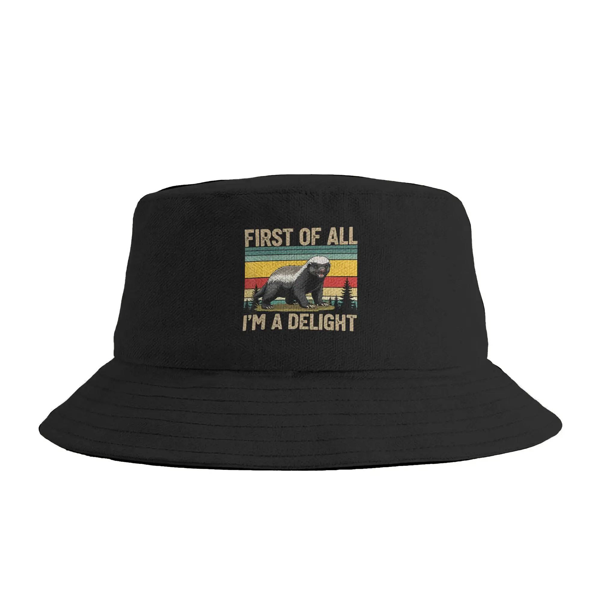 Honey Badger First of All Im a Delight Funny Honey Badger  Bucket Hat  Street Style Fisherman Caps For Men Women Visor Hats
