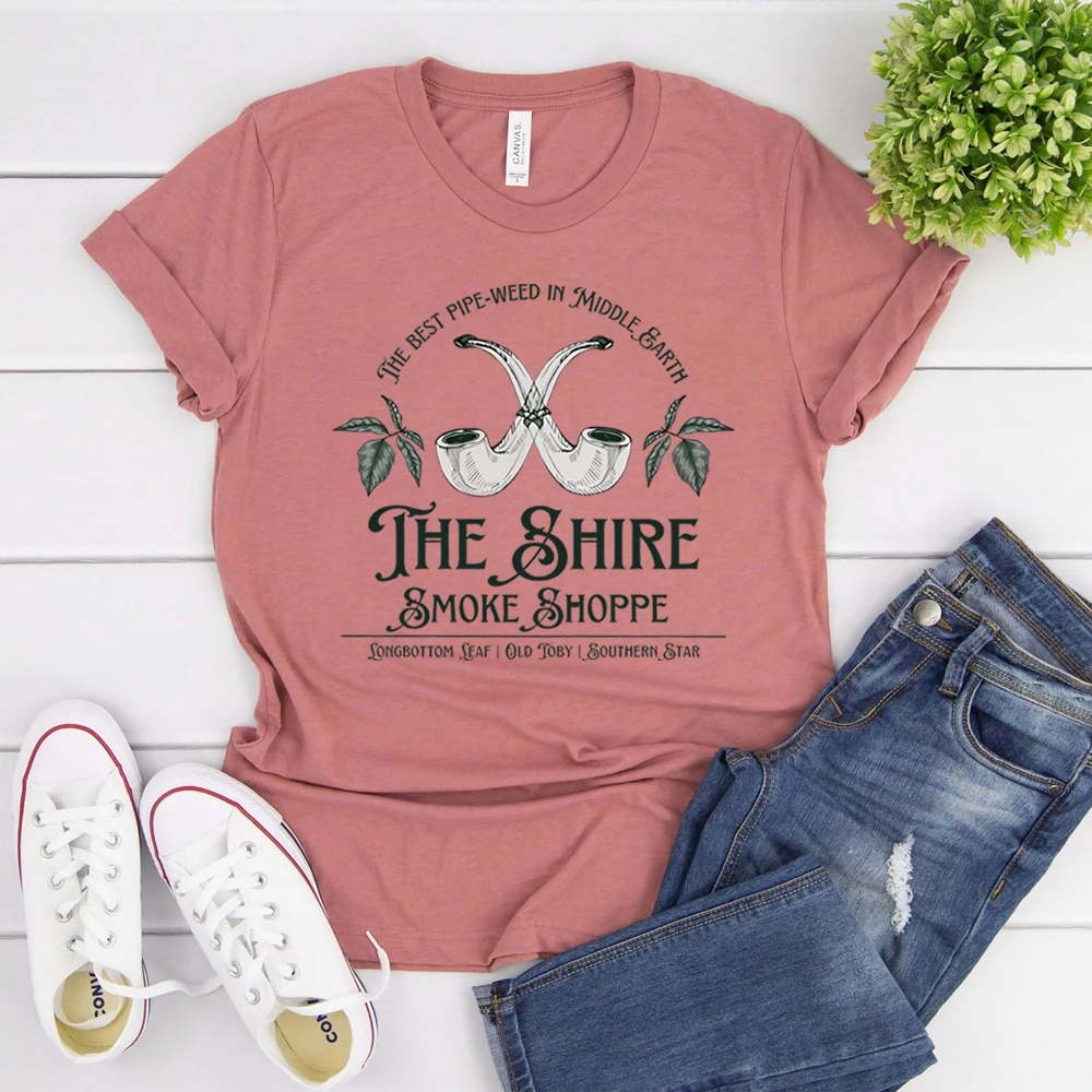 The Shire Smoke Shoppe Shirt  Second Breakfast Literature T-Shirt LOTR Middle Earth Shirts Fantasy Book Lover Gift Aesthetic Top