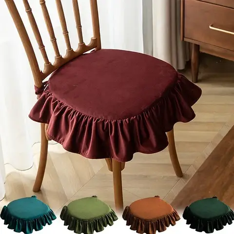 Four Seasons Home Dining Chair Cushion Tied Rope Design Non-slip Cushion Hotel Chair Decorative Seat Mat With Lace