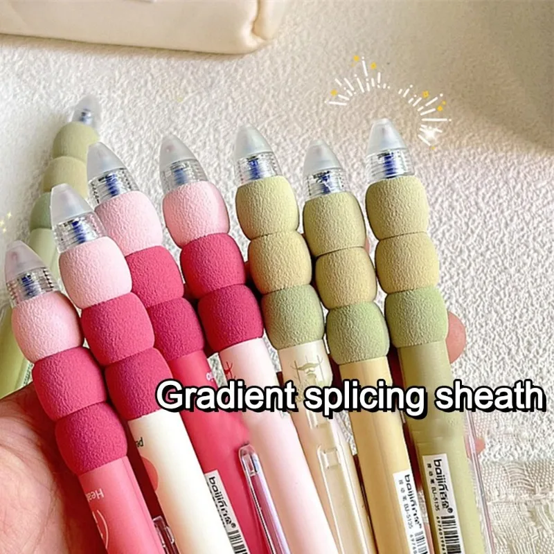 Milk Tea Series 12pcs Cartoon Erasable Gel Pens, Spliced Soft Grip Student Supplies Quick-drying Black Pen 0.5 Blue Pen Office