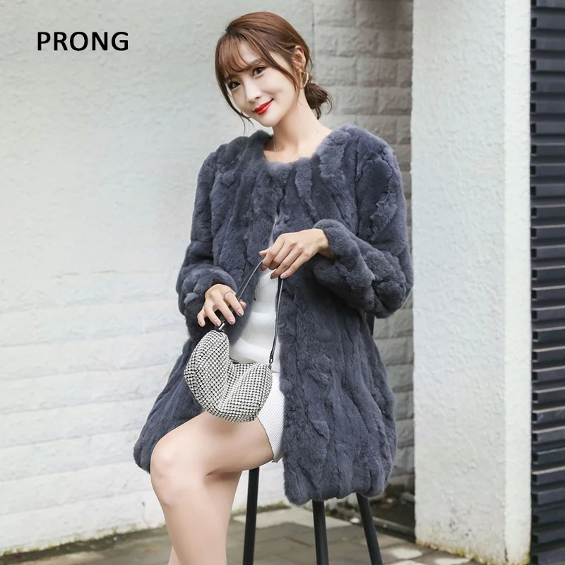 Natural Rabbit Fur Coat Women Winter Jackets Long Loose Size Real Fur Coat Furry Thick Warm Woman Clothes