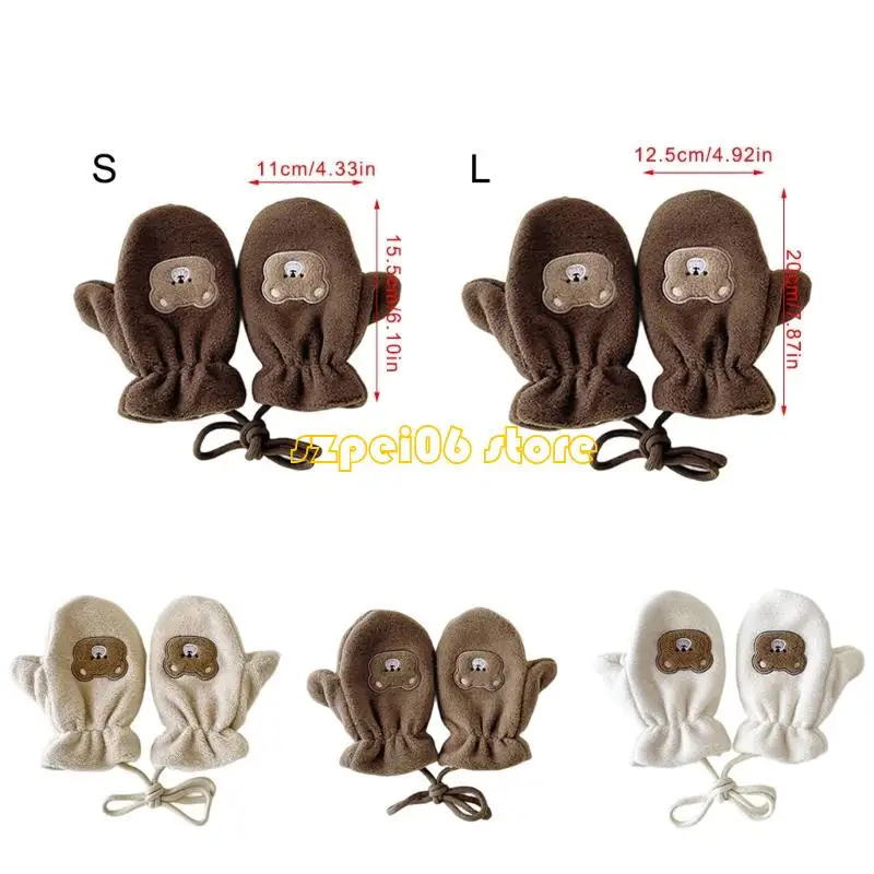 45BF 防風子供用手袋、安全首吊りディテール付き、屋外遊び用軽量暖かいミット 1-5T & 6-12T