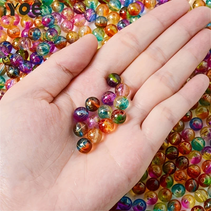 200pcs8mm الذهب نحى نمط ثنائي اللون الخرز المستديرة، أساور يدوية، خواتم، القلائد، سلاسل الهاتف، الخرز الاكريليك، خرز فاصل