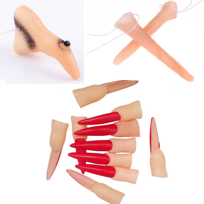 Long Witch Fancy Dress Fake Witches Nose Props Ghost Finger Nail Zombie Scary Cosplay DIY     Halloween
