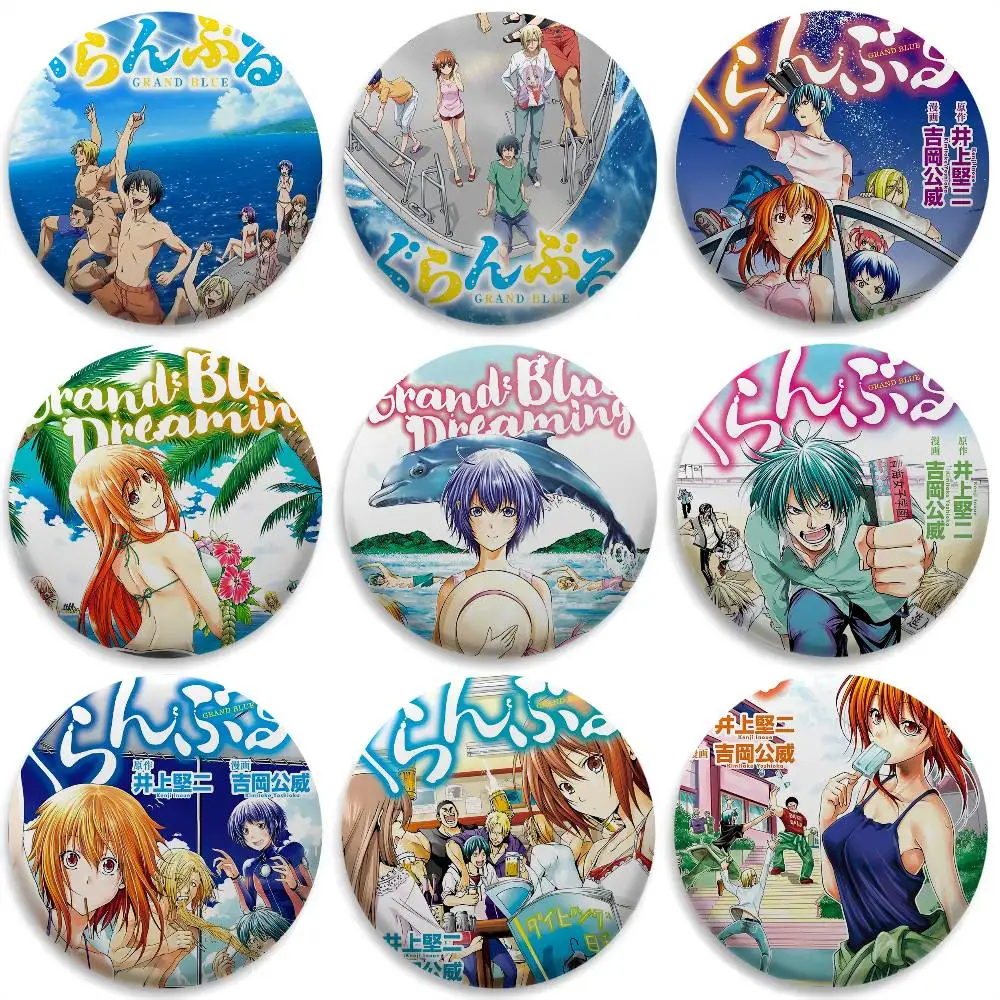 

G-GRAND BLUES Cute Anime Badges Round Exquisite Badge Brooches Creative Pins For Clothes Hat Backpack Gift Accessories