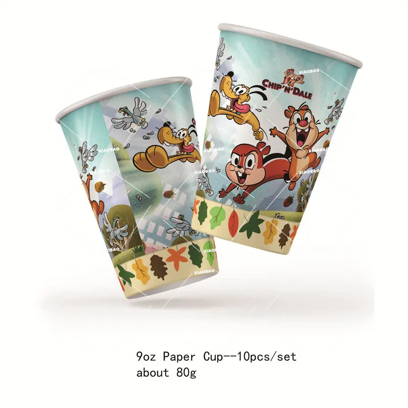 Chip and Dale Theme Birthday Party Decorations Paper Plates Cups Cake Topper Balloons Happy Birthday Sticker Kids Supplies Decor