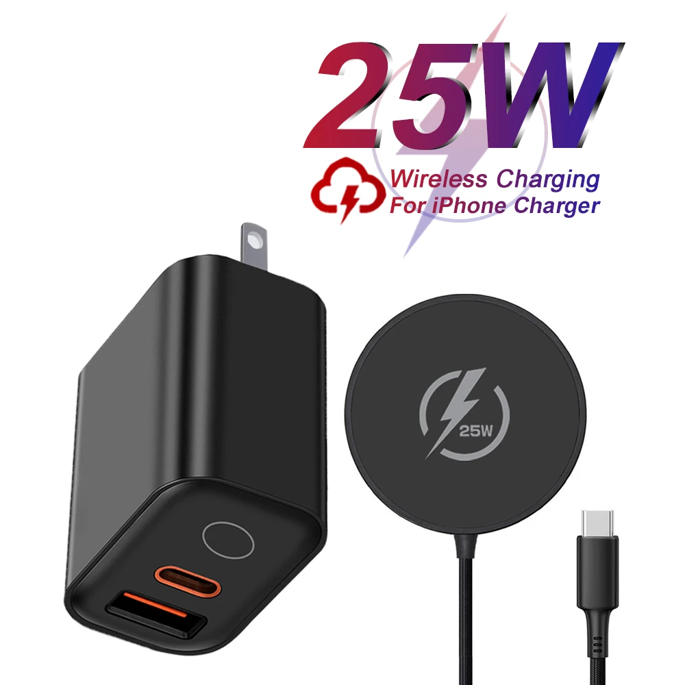 

Беспроводное магнитное зарядное устройство 25 Вт для iPhone 17 16 Pro Max, Samsung S25 S24 Ultra, Xiaomi – быстрая зарядка для телефонов с MagSafe, аксессуары