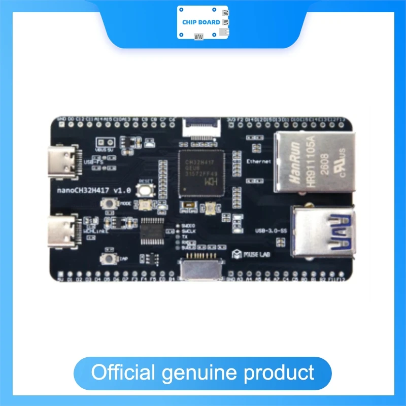 MuseLab nanoCH32H417 Dev Board, WCH CH32H417QEU6 RISC-V, Dual USB Type-C, USB 3.0 5Gbps, 100M Ethernet
