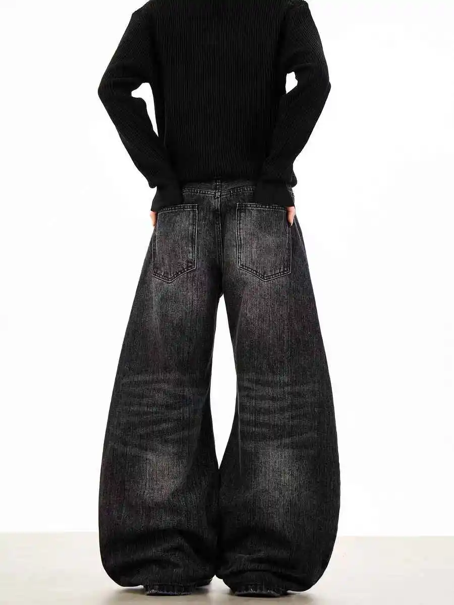 المرأة السوداء القوطية Y2k فضفاض ايمو الجينز Harajuku خمر سراويل جينز اليابانية 2000s نمط كبير الحجم صديقها الجينز السراويل 2025