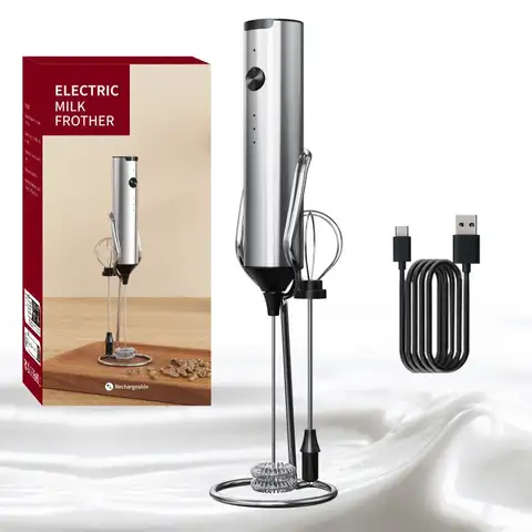 Mini milk frother, electric milk frother, coffee frother, household milk blender, handheld wireless whipper