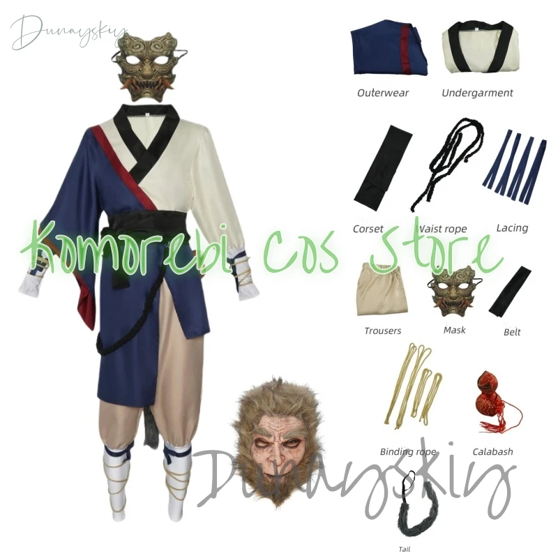 Zwarte Anime-Mythe Cos Wukong De Voorbestemde Cosplay Volwassenen Kostuum Vrouw Man Nieuw Spel Wukong Fancy Podiumkostuum