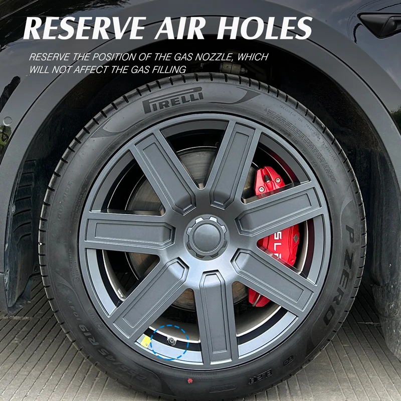 4 قطعة قبعات المحور 19 بوصة ل تسلا نموذج Y كاب الأداء استبدال السيارات Hubcap كامل حافة غطاء عجلة الملحقات 2023 2024