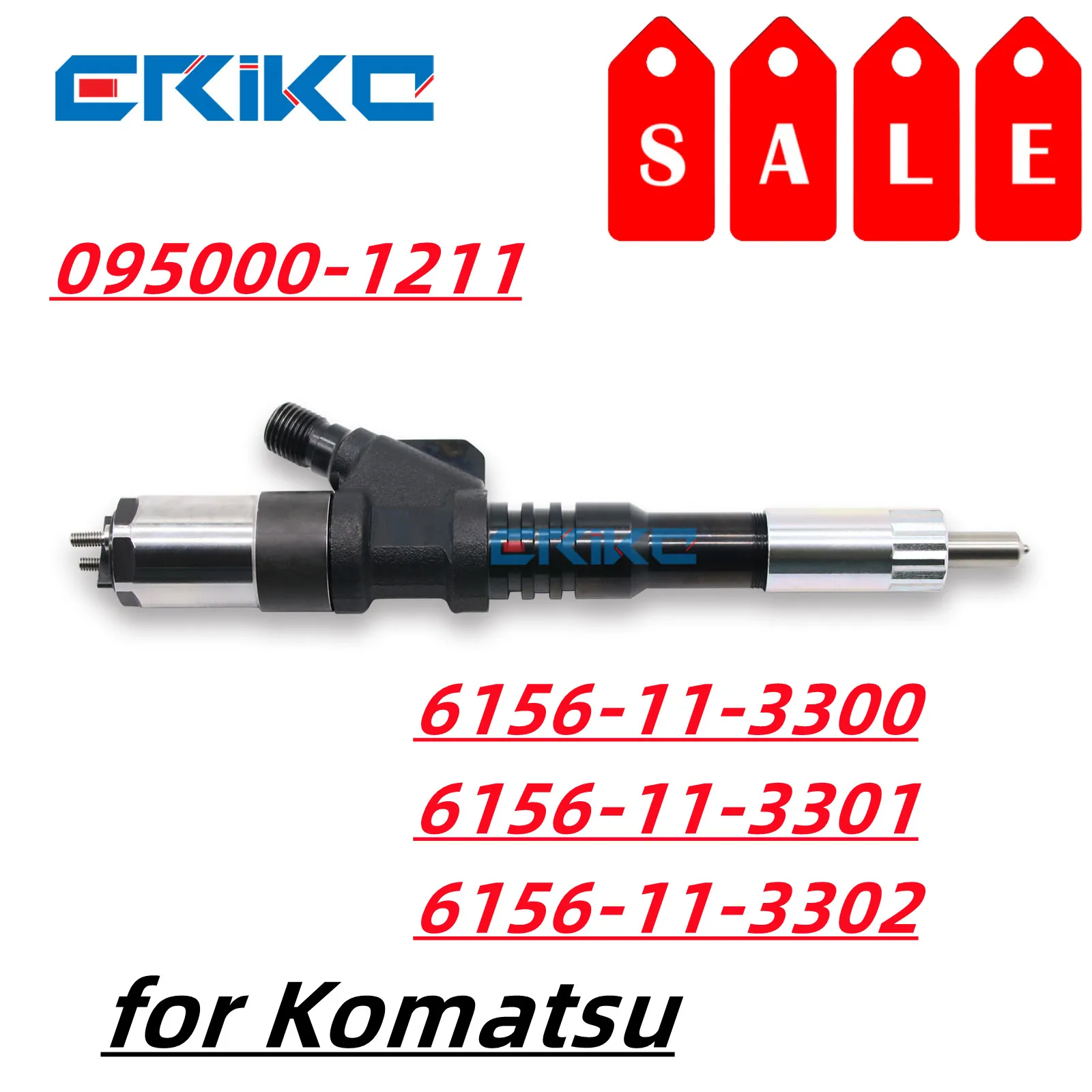 095000-1211 Common Rail Injector 095000-1210 Diesel Sprayer 6156-11-3300 for Denso 1212 Komatsu PC400-7 Excavator