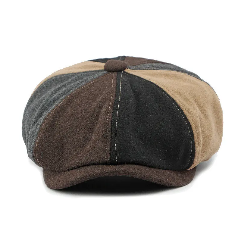 2023 Autumn and Winter Acrylic Solid Newsboy Caps Flat Peaked Cap Men and Women Painter Beret Hats 163