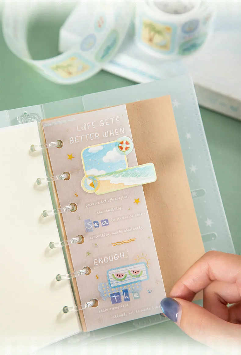 1–6 Rollen frische und beruhigende Washi-Tapes, Scrapbooking-Aufkleber, Material, perfekt für Journaling, DIY-Scrapbooking-Zubehör – Detail 3